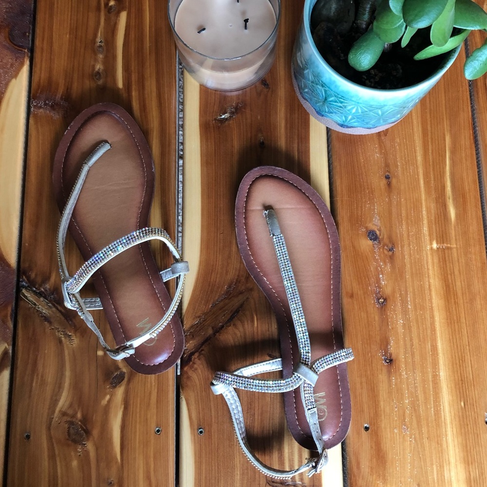 Rose Gold Beaded Sandals Size 9